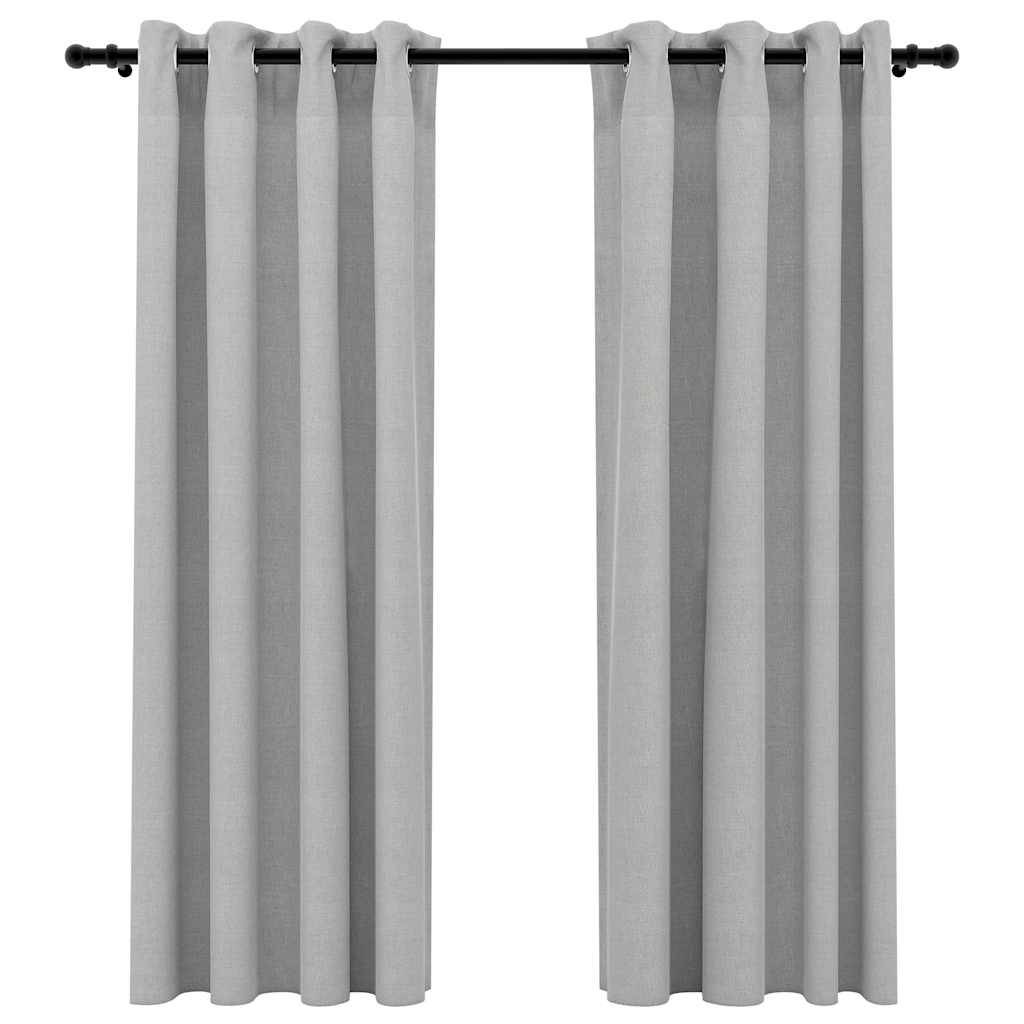 vidaXL Verdunkelungsvorhänge Ösen Leinenoptik 2 Stk. Grau 140x175 cm