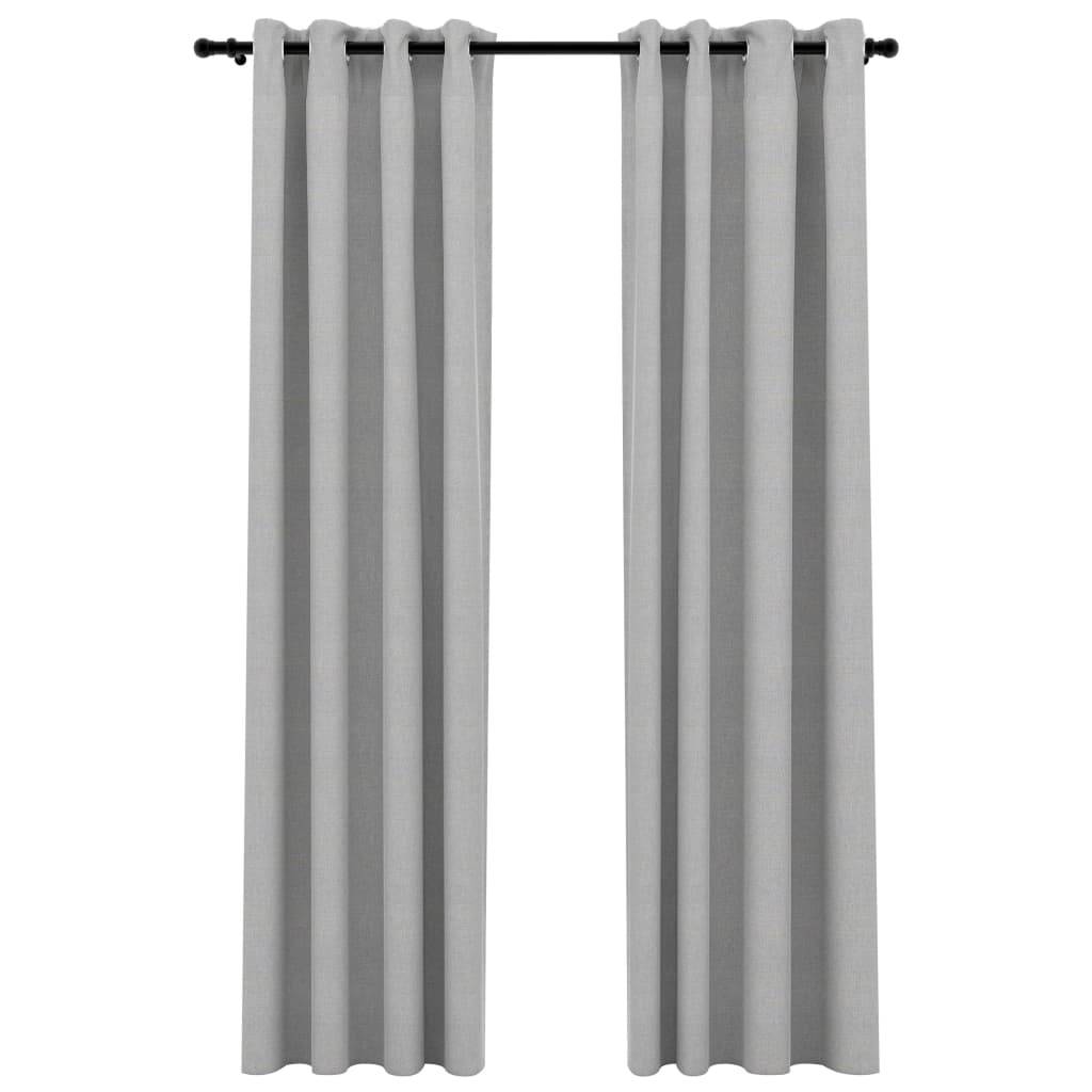 vidaXL Verdunkelungsvorhänge Ösen Leinenoptik 2 Stk. Grau 140x225 cm