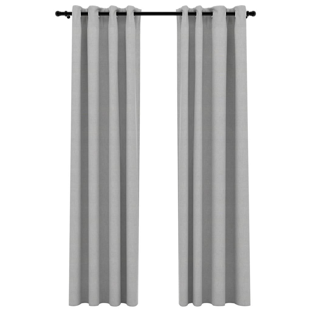 vidaXL Verdunkelungsvorhänge Ösen Leinenoptik 2 Stk. Grau 140x245 cm