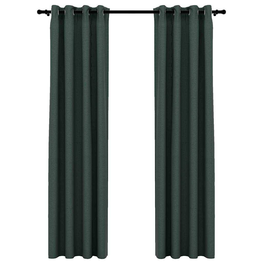 vidaXL Verdunkelungsvorhänge Ösen Leinenoptik 2 Stk. Grün 140x225 cm