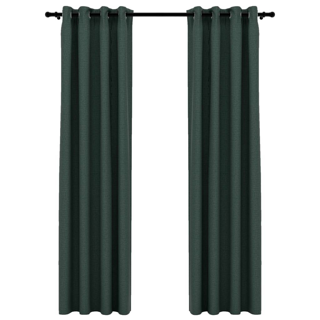 vidaXL Verdunkelungsvorhänge Ösen Leinenoptik 2 Stk. Grün 140x245 cm