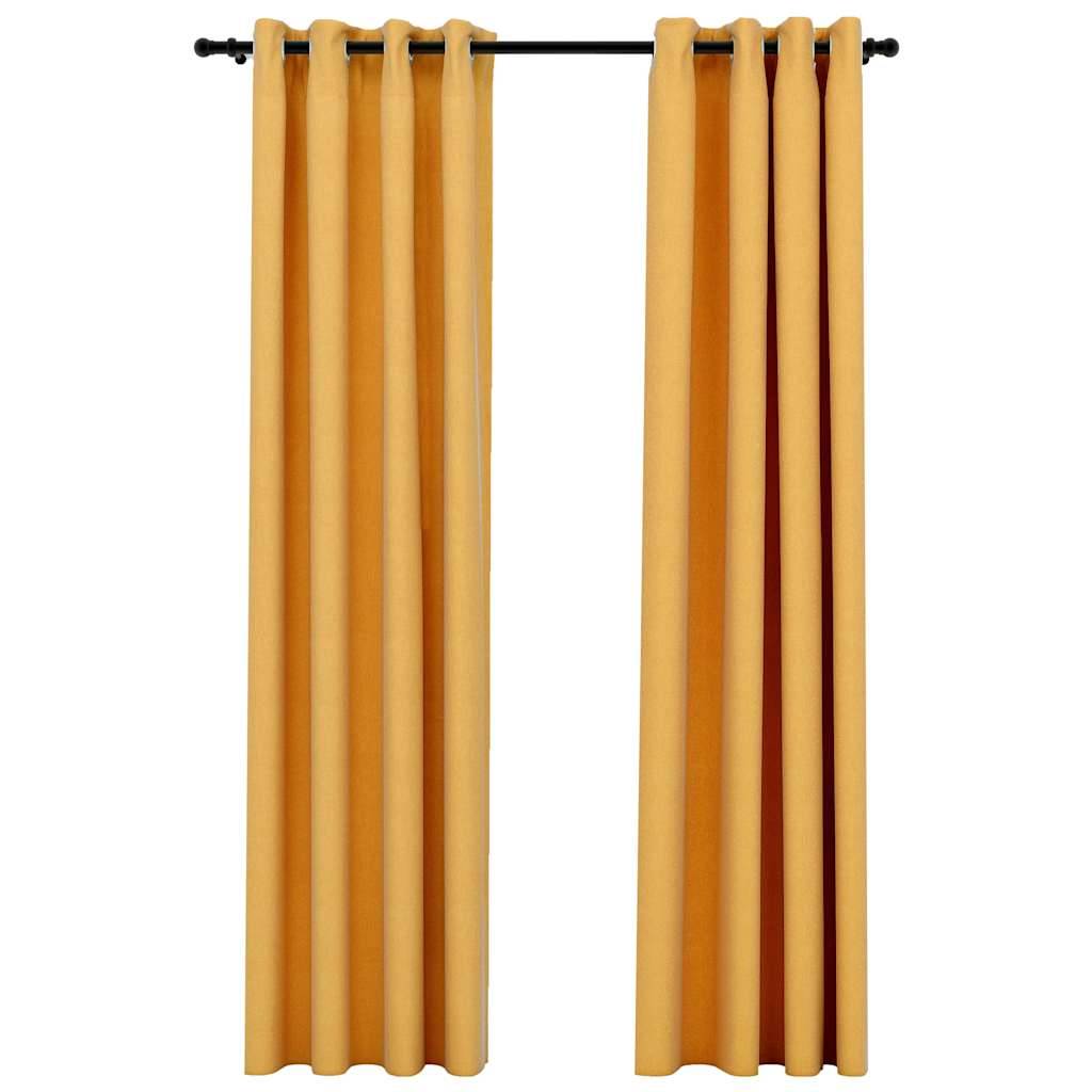 vidaXL Verdunkelungsvorhänge Ösen Leinenoptik 2 Stk. Gelb 140x225 cm