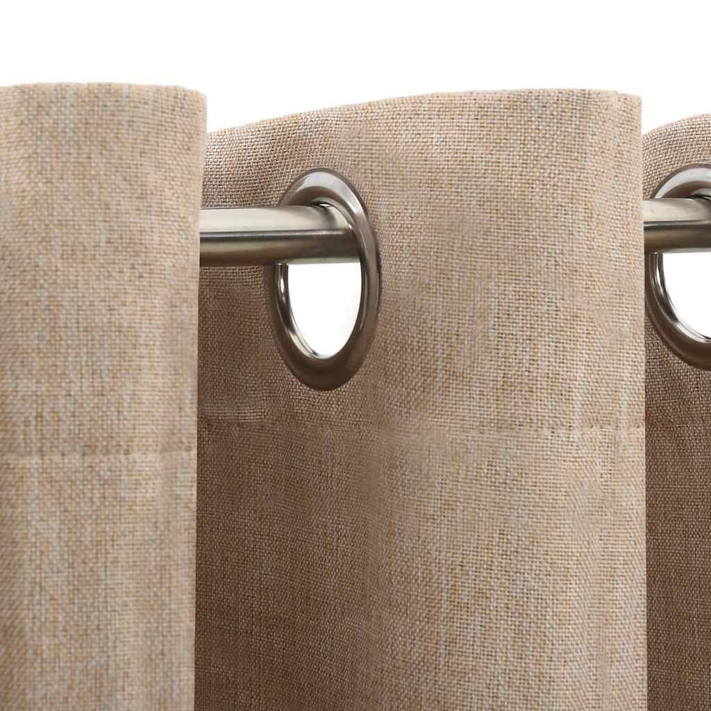 vidaXL Verdunkelungsvorhänge 2 Stk. Ösen Leinenoptik Beige 140x175 cm