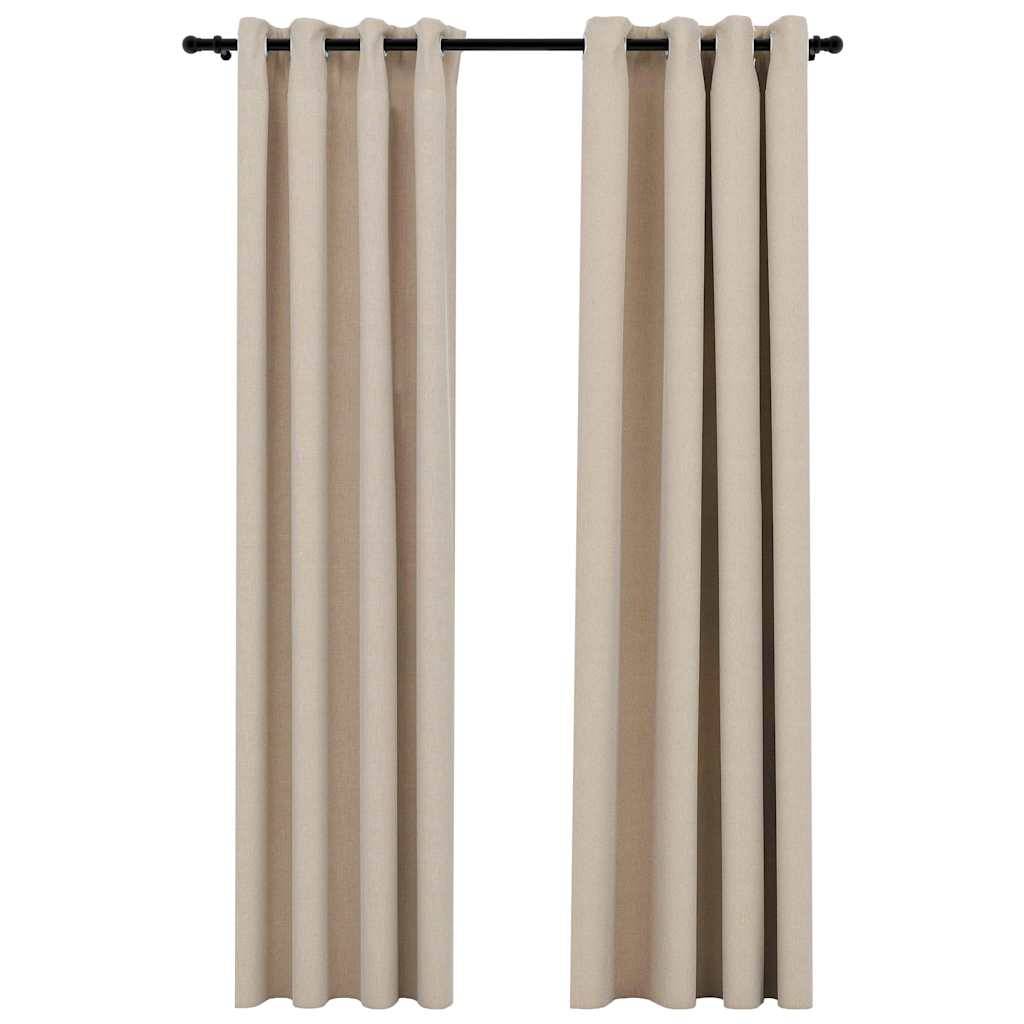 vidaXL Verdunkelungsvorhänge 2 Stk. Ösen Leinenoptik Beige 140x225 cm