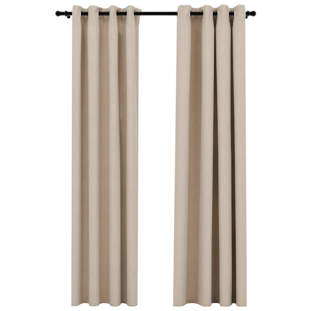 vidaXL Verdunkelungsvorhänge Ösen Leinenoptik 2 Stk. Beige 140x245 cm