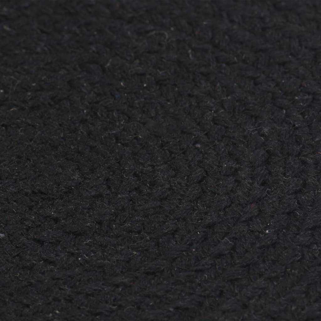 vidaXL Tischsets 6 Stk. Uni Schwarz 38 cm Rund Baumwolle