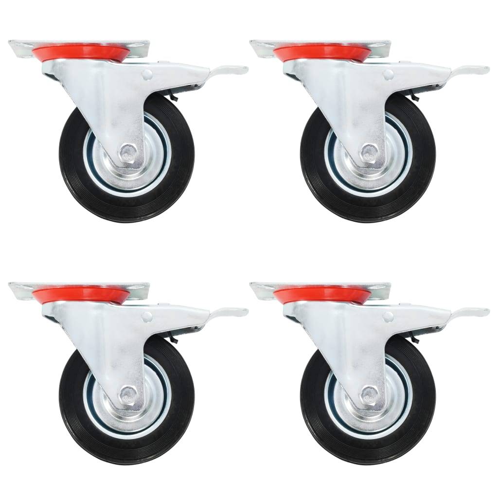 vidaXL Lenkrollen mit Doppelbremsen 4 Stk. 100 mm