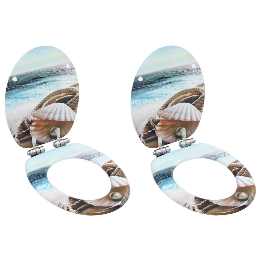 vidaXL Toilettensitze 2 Stk. mit Soft-Close-Deckel MDF Muschel-Design