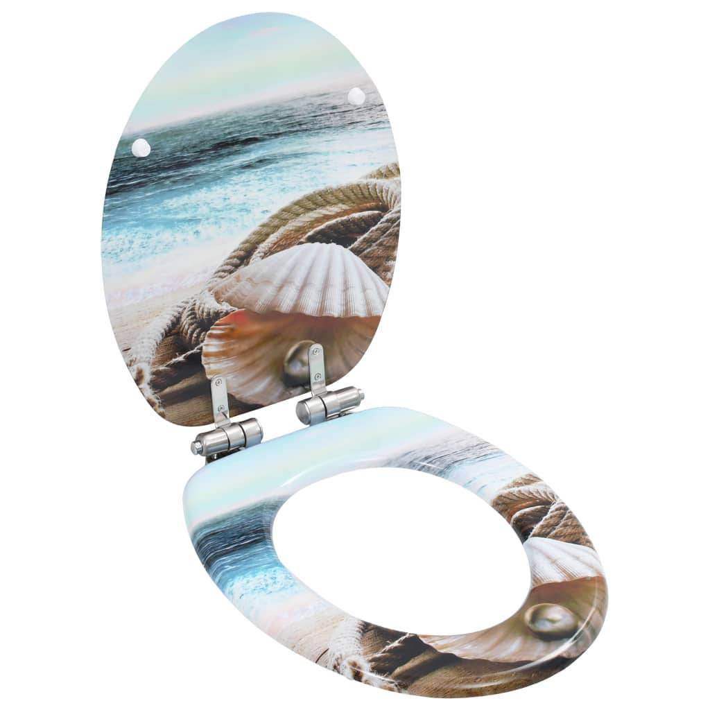 vidaXL Toilettensitze 2 Stk. mit Soft-Close-Deckel MDF Muschel-Design