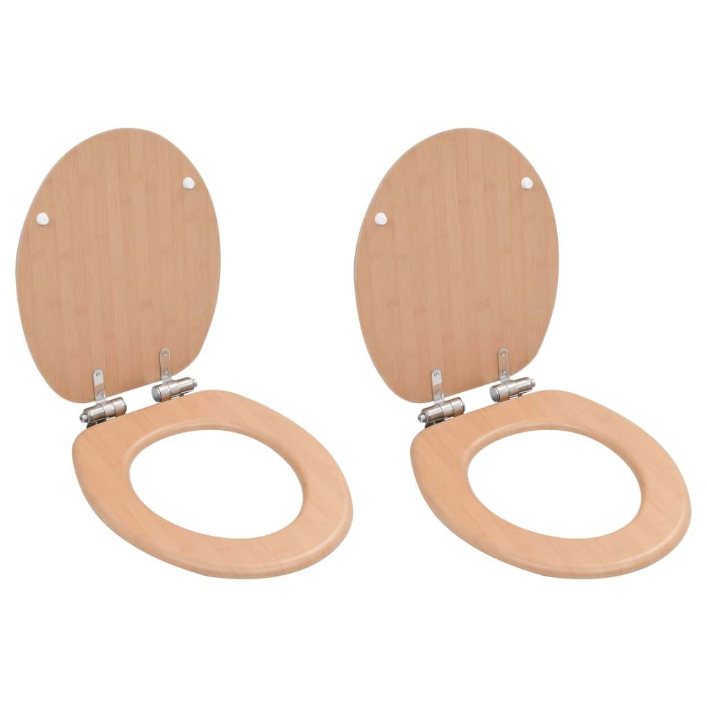 vidaXL Toilettensitze 2 Stk. mit Soft-Close-Deckel MDF Bambus-Design