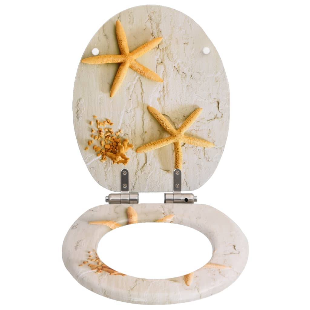 vidaXL Toilettensitze 2 Stk. mit Soft-Close-Deckel MDF Seestern-Design