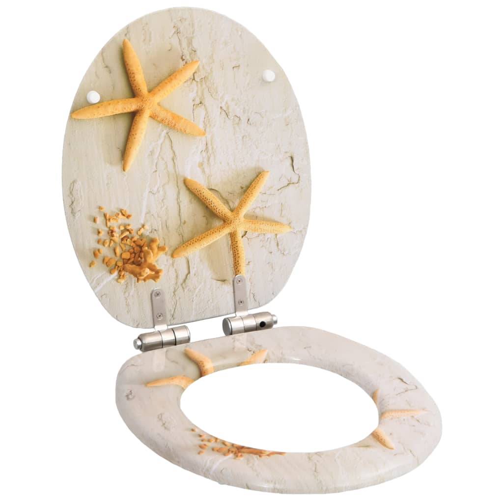 vidaXL Toilettensitz mit Soft-Close-Deckel MDF Seestern-Design