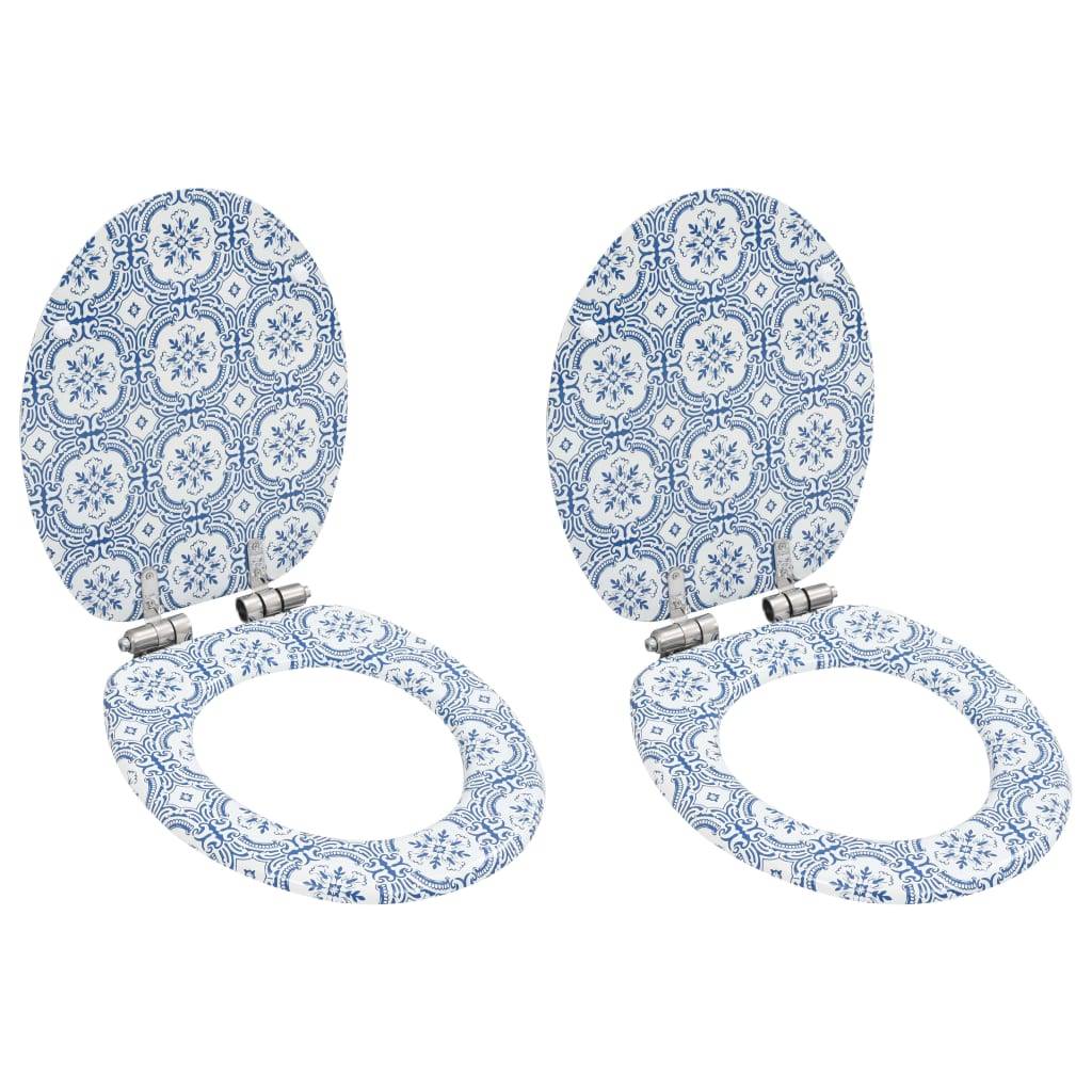 vidaXL Toilettensitze 2 Stk. Soft-Close-Deckel MDF Porzellan-Design