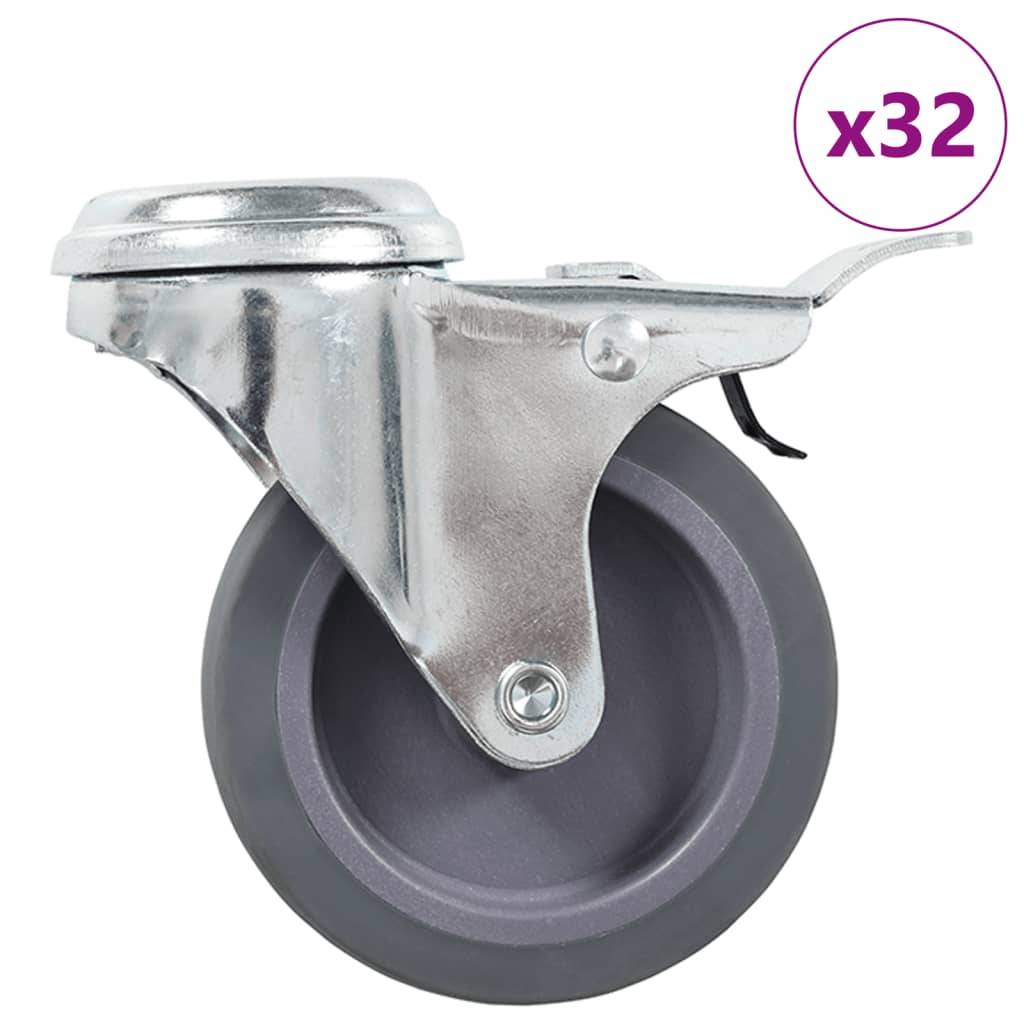 vidaXL 32 Stk. Lenkrollen mit Rückenloch 75 mm