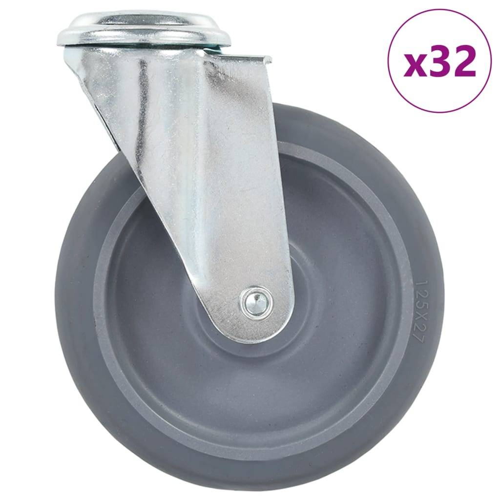 vidaXL 32 Stk. Lenkrollen mit Bolzenloch 125 mm