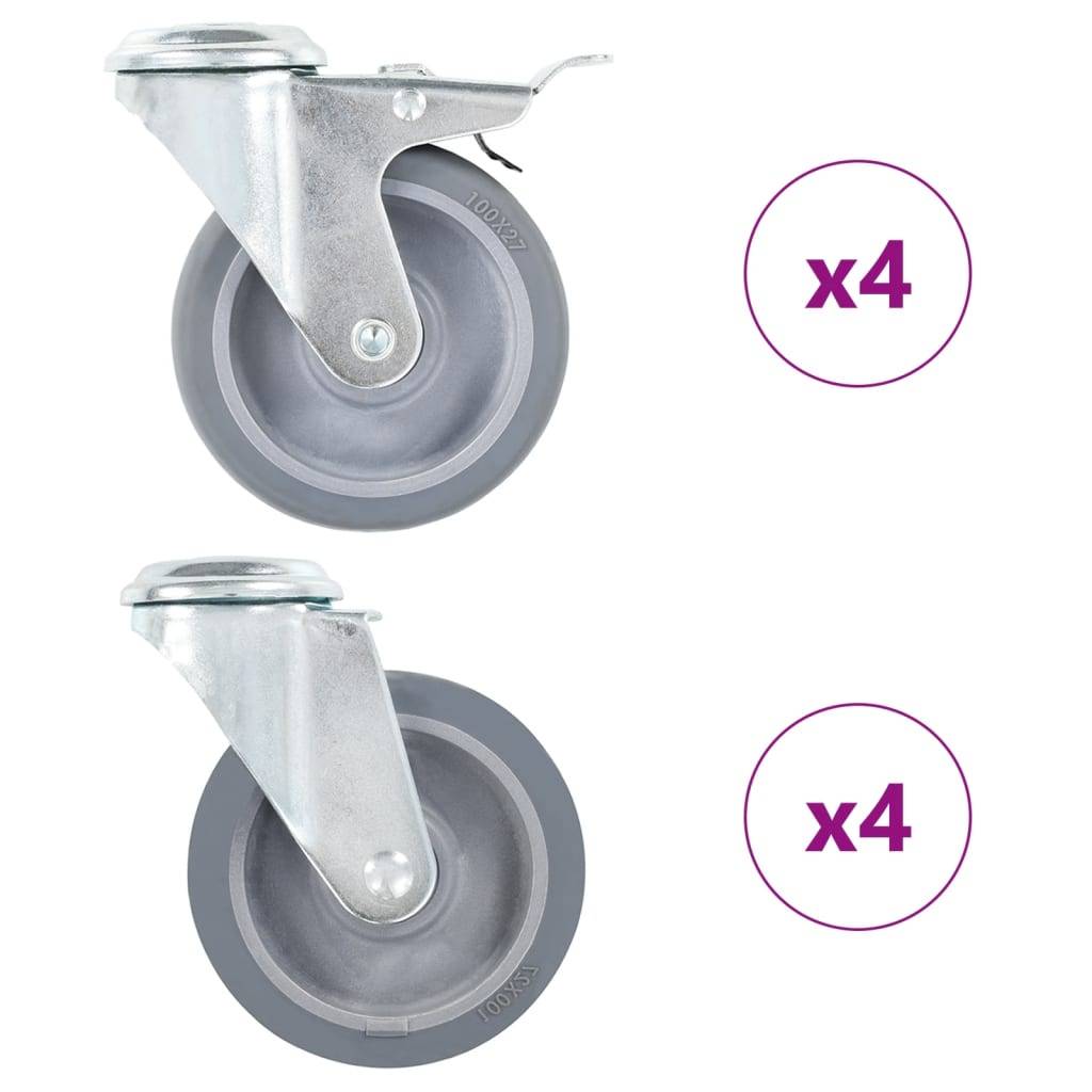 vidaXL 8 Stk. Lenkrollen mit Rückenloch 100 mm