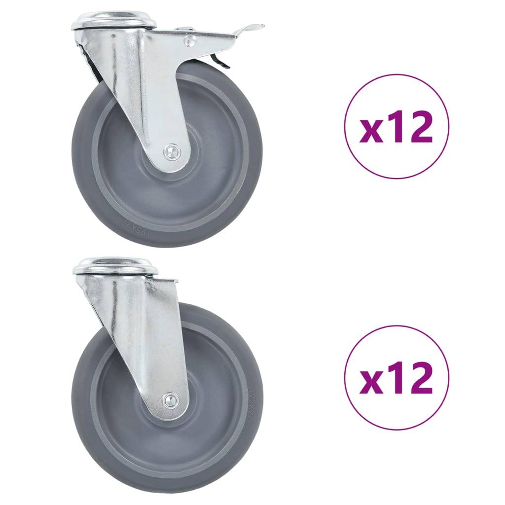 vidaXL 24 Stk. Lenkrollen mit Rückenloch 125 mm