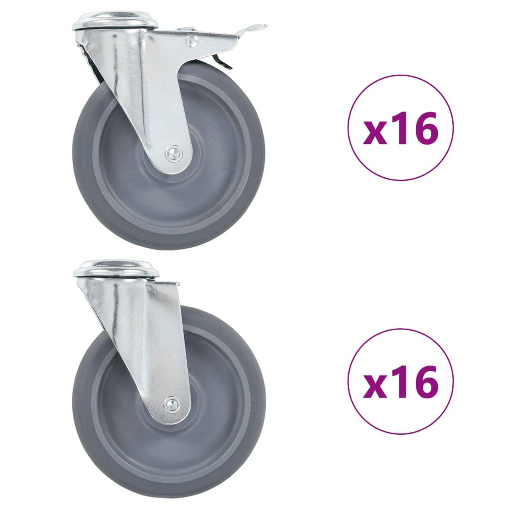 vidaXL 32 Stk. Lenkrollen mit Rückenloch 125 mm