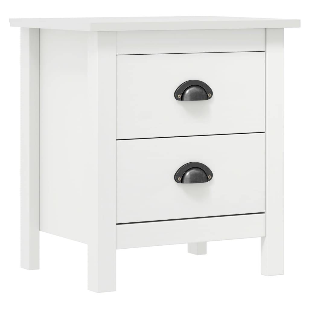 vidaXL Nachttisch Hill 2 Stk. Weiß 46x35x49,5 cm Massivholz Kiefer