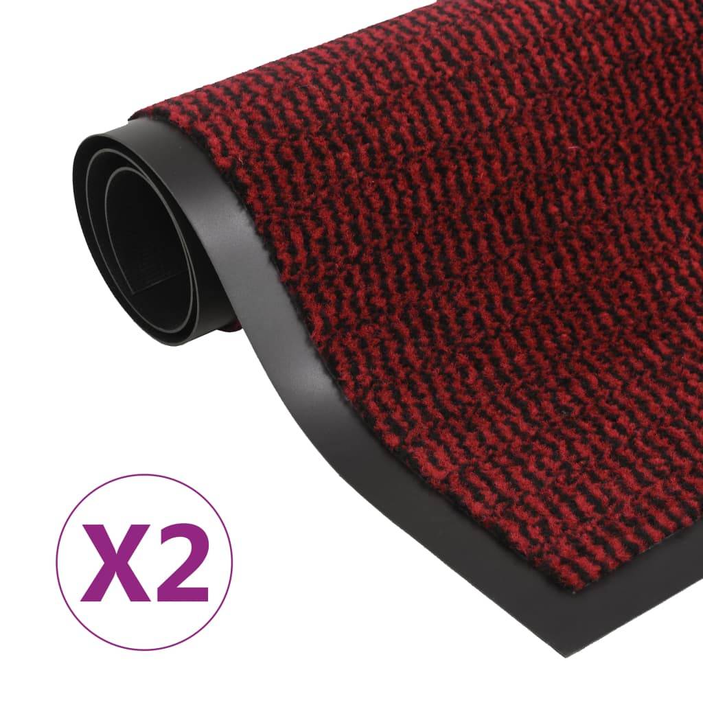 vidaXL Schmutzfangmatten 2 Stk. Rechteckig Getuftet 60x90 cm Rot