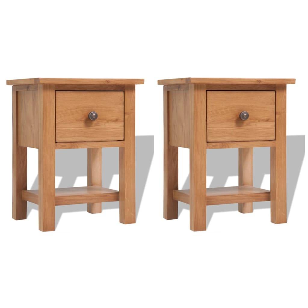 vidaXL Nachttische 2 Stk. 36x30x47 cm Massivholz Eiche
