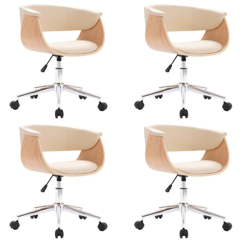 vidaXL Esszimmerstühle 4 Stk. Drehbar Creme Kunstleder