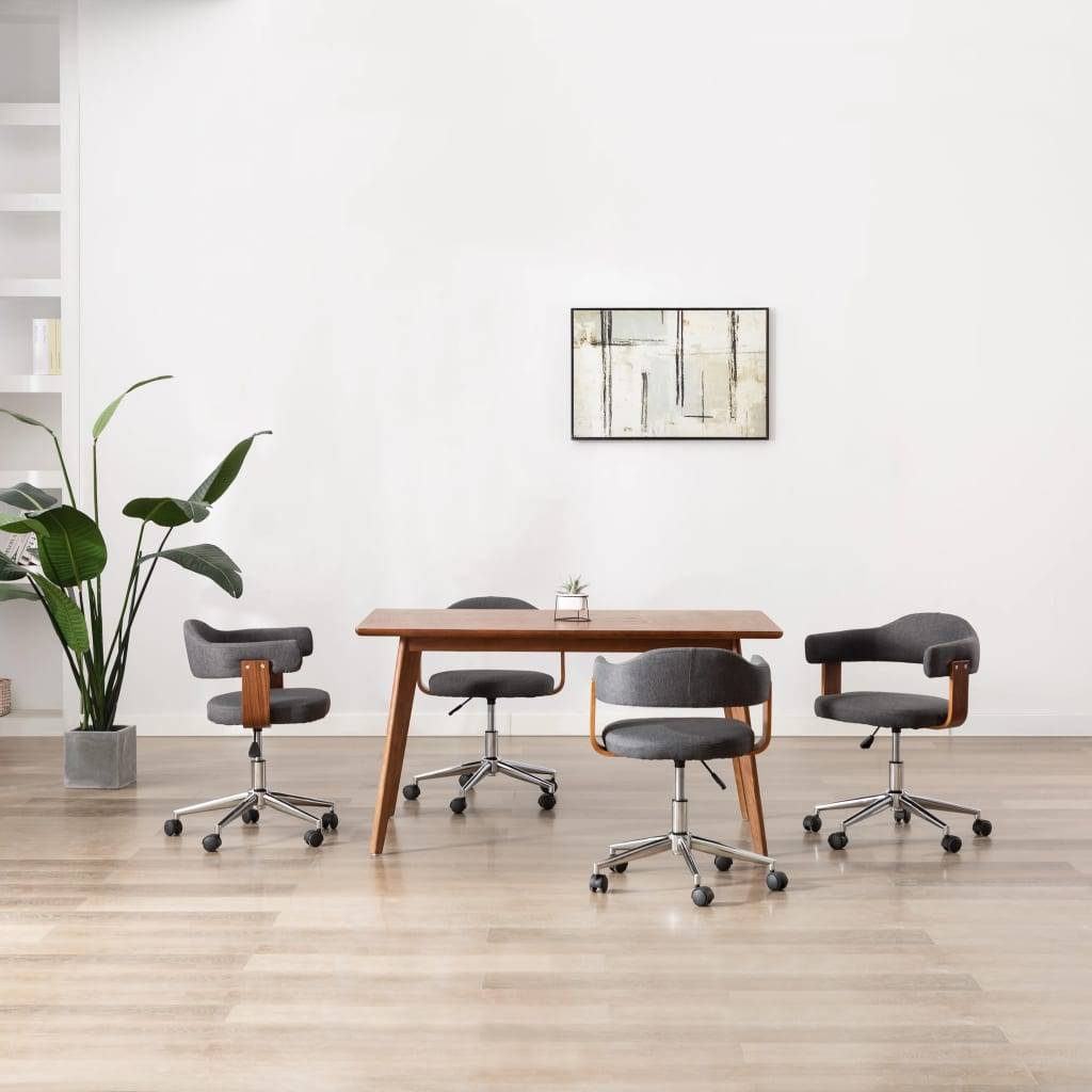 vidaXL Esszimmerstühle 4 Stk. Drehbar Grau Bugholz und Stoff