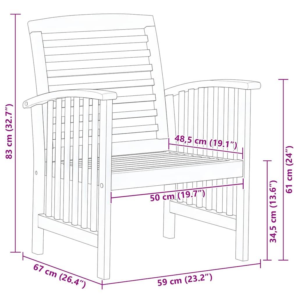 vidaXL Gartenstühle 2 Stk. Massivholz Akazie