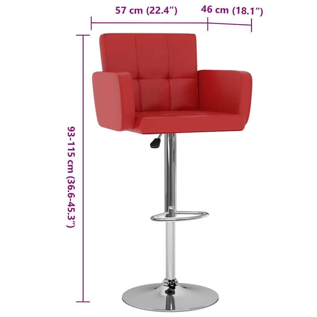 vidaXL Barhocker 2 Stk. Rot Kunstleder