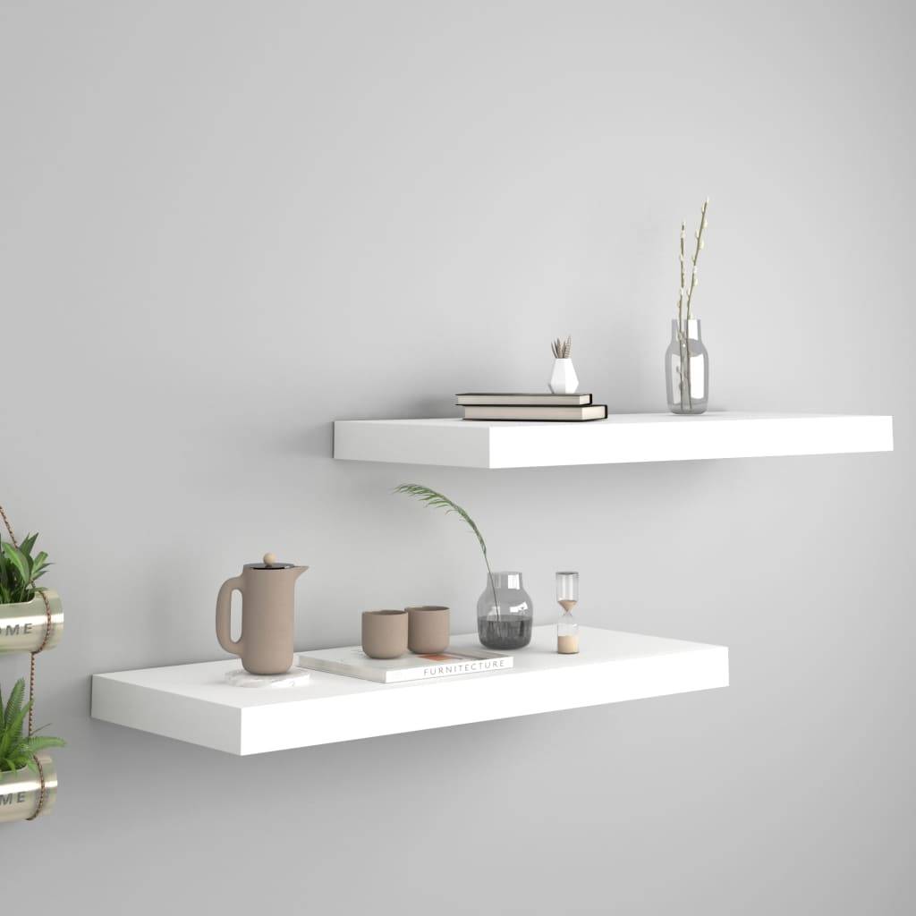 vidaXL Schwebende Wandregale 2 Stk. Weiß 60x23,5x3,8cm MDF