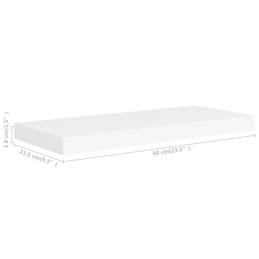 vidaXL Schwebende Wandregale 2 Stk. Weiß 60x23,5x3,8cm MDF