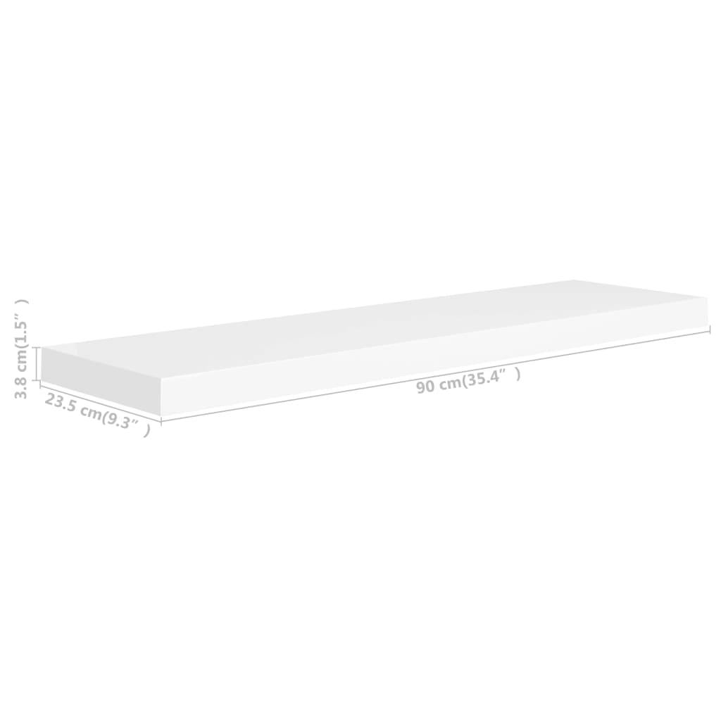vidaXL Schweberegale 2 Stk. Weiß 90x23,5x3,8 cm MDF