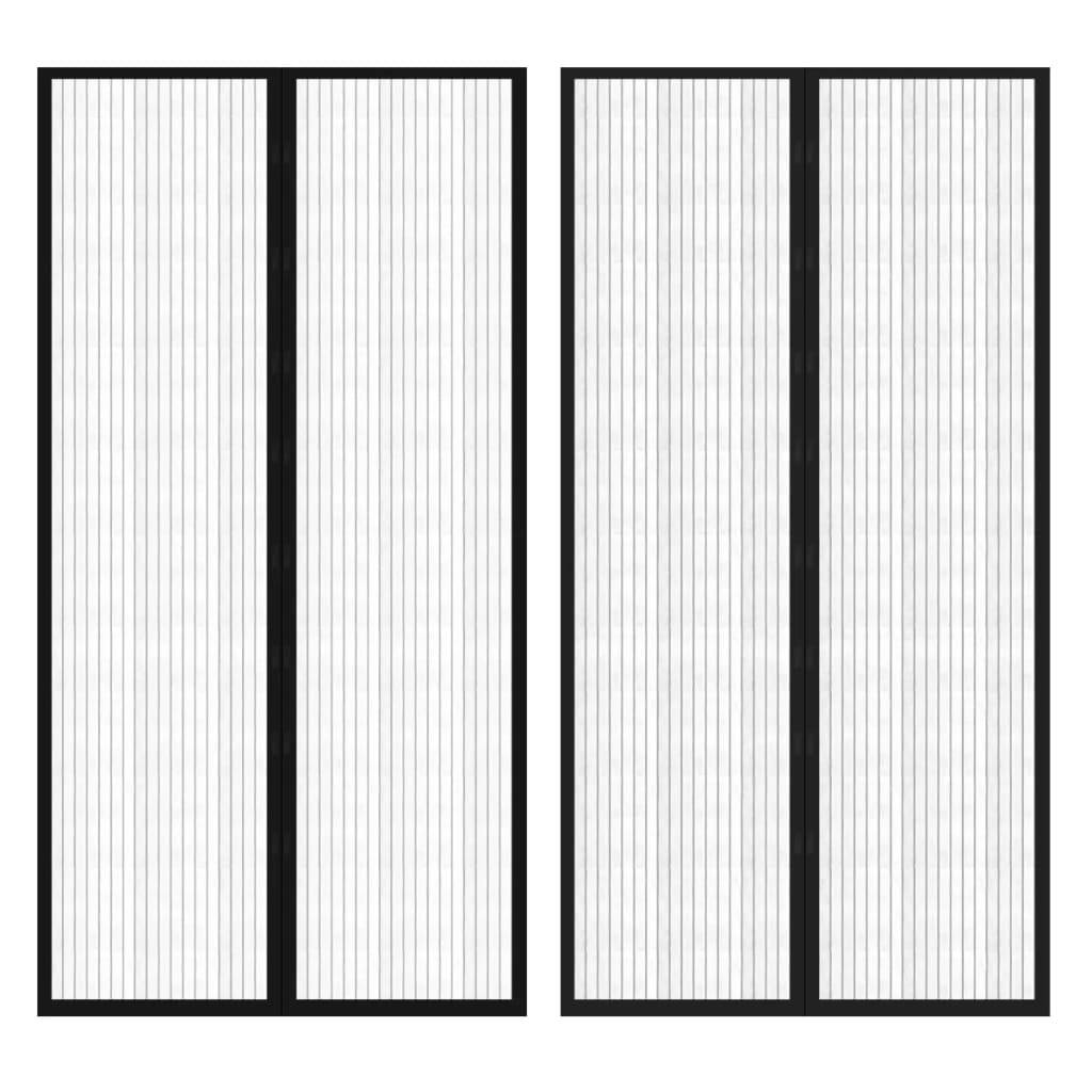 vidaXL Fliegengitter-Türvorhang 2 Stk. Magnet Schwarz 210x100 cm