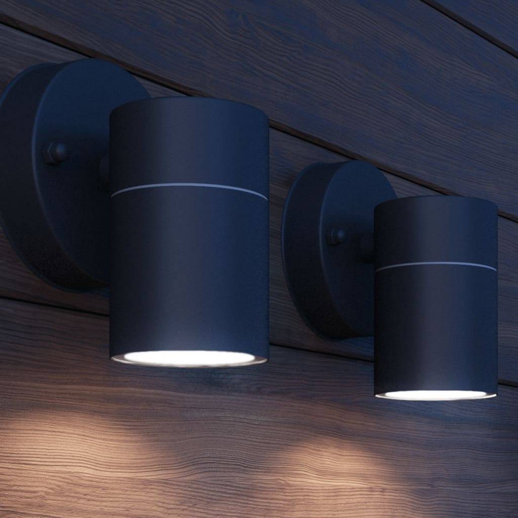 vidaXL LED Außenwandleuchten 2 Stk. Edelstahl Abwärtsstrahlend