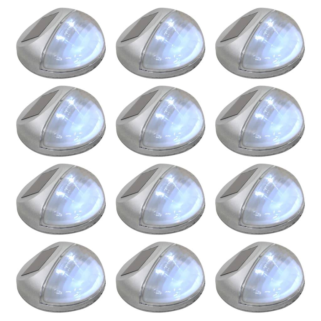vidaXL Outdoor Solar-Wandleuchten LED 12 Stk. Rund Silbern