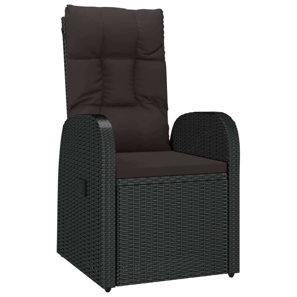 vidaXL 7-tlg. Garten-Essgruppe mit Kissen Schwarz Poly Rattan
