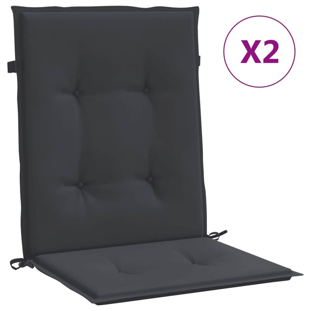 vidaXL Gartenstuhlauflagen für Niedriglehner 2 Stk. Schwarz 100x50x3cm