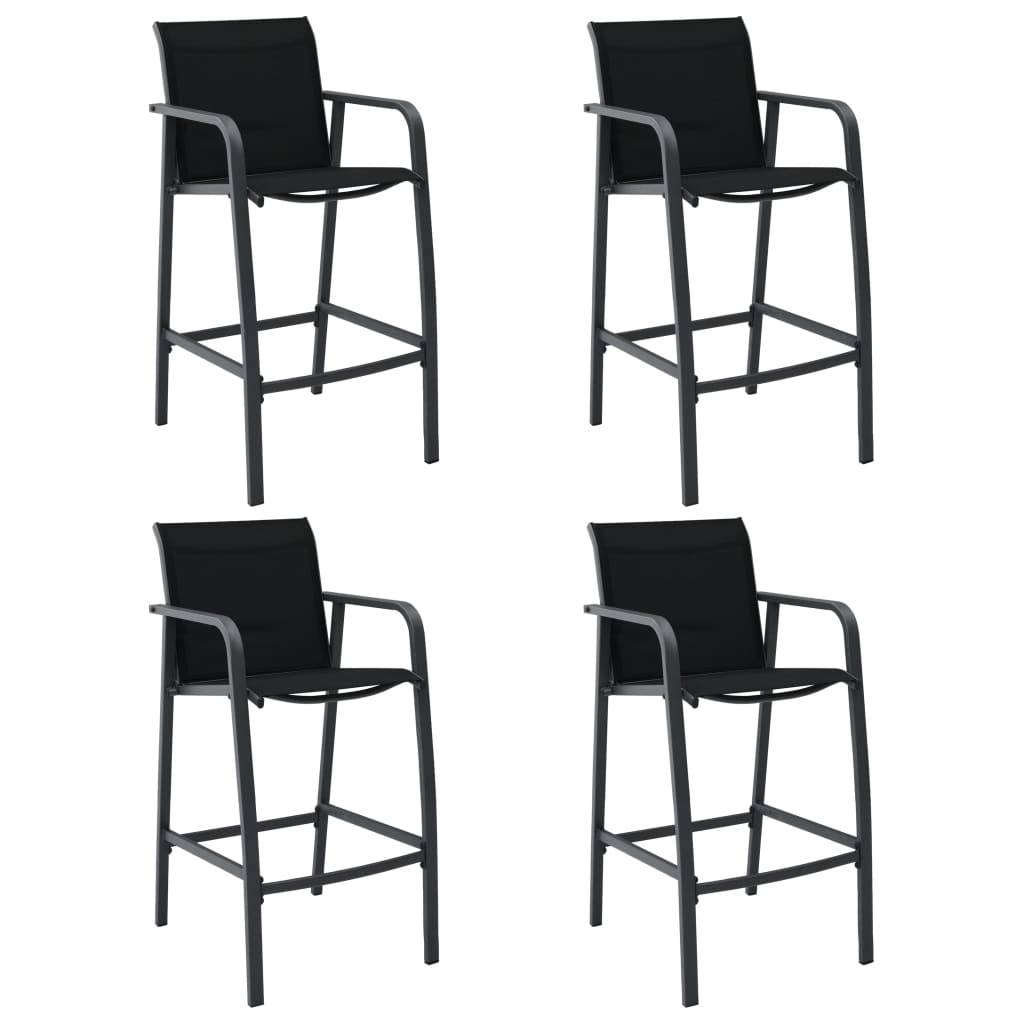 vidaXL Garten-Barstühle 4 Stk. Schwarz Textilene