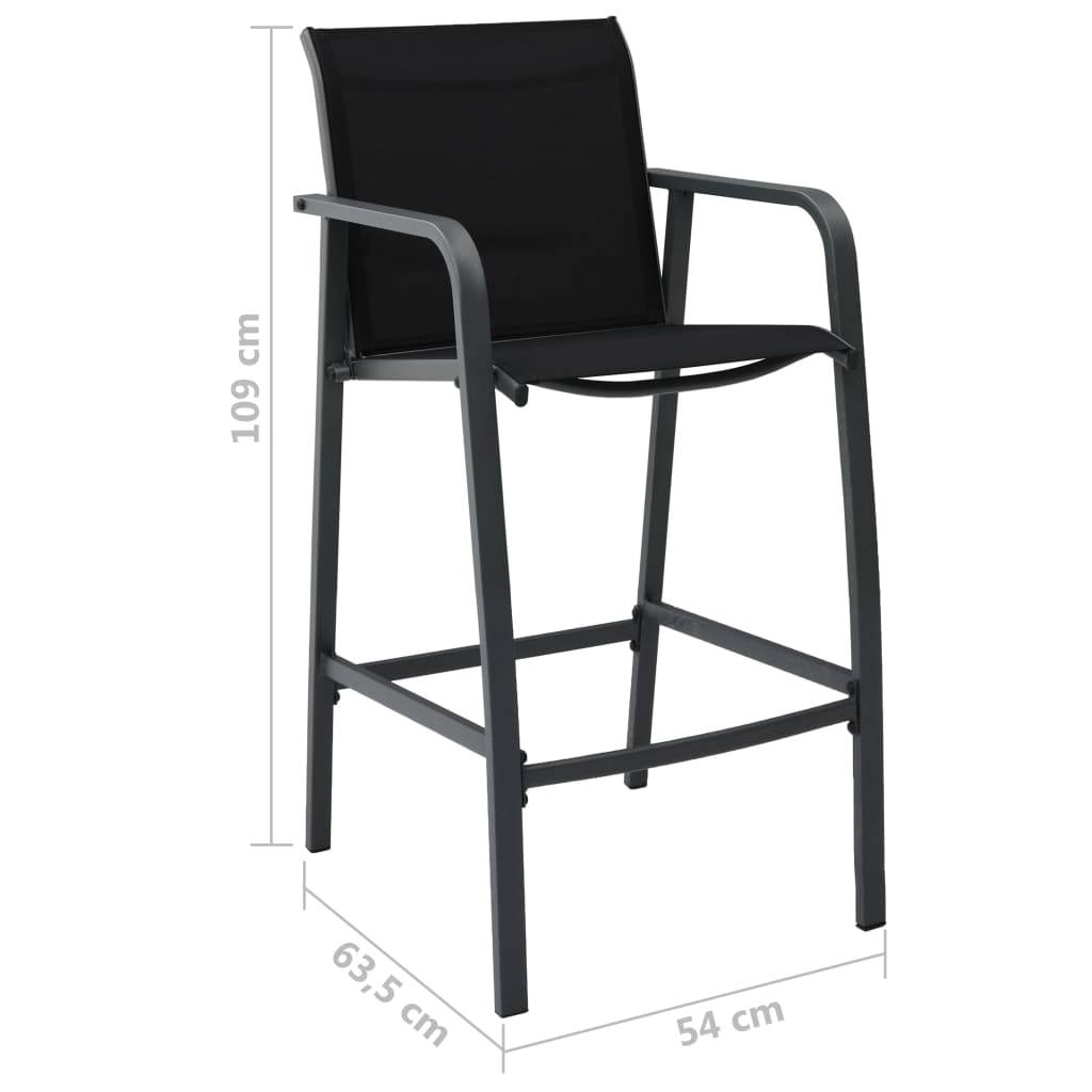vidaXL Garten-Barstühle 4 Stk. Schwarz Textilene