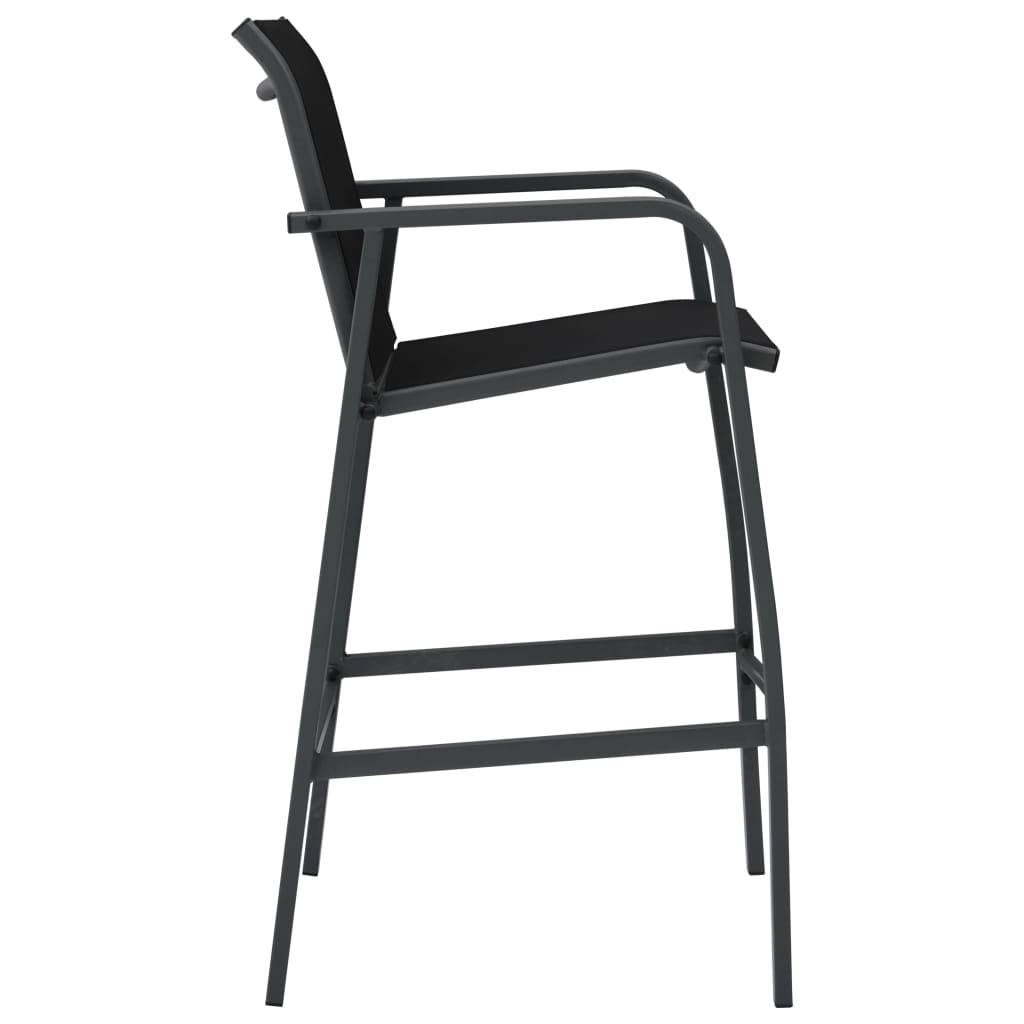 vidaXL Garten-Barstühle 4 Stk. Schwarz Textilene