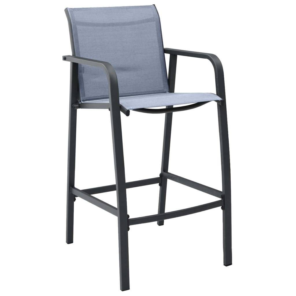 vidaXL Garten-Barstühle 2 Stk. Grau Textilene