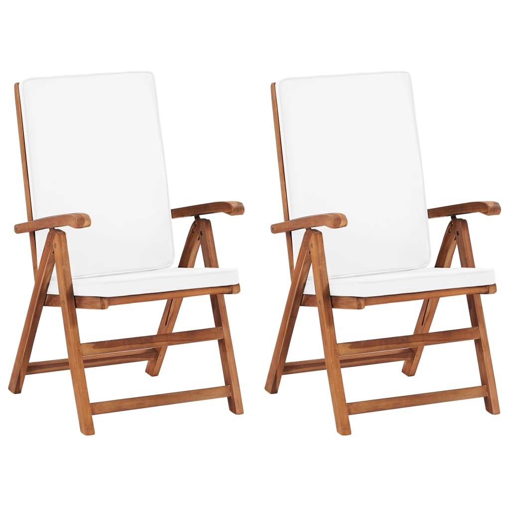 vidaXL Garten-Liegestühle 2 Stk. mit Auflagen Massivholz Teak