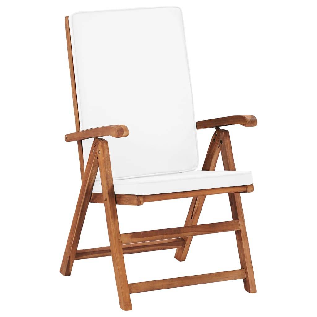 vidaXL Garten-Liegestühle 2 Stk. mit Auflagen Massivholz Teak