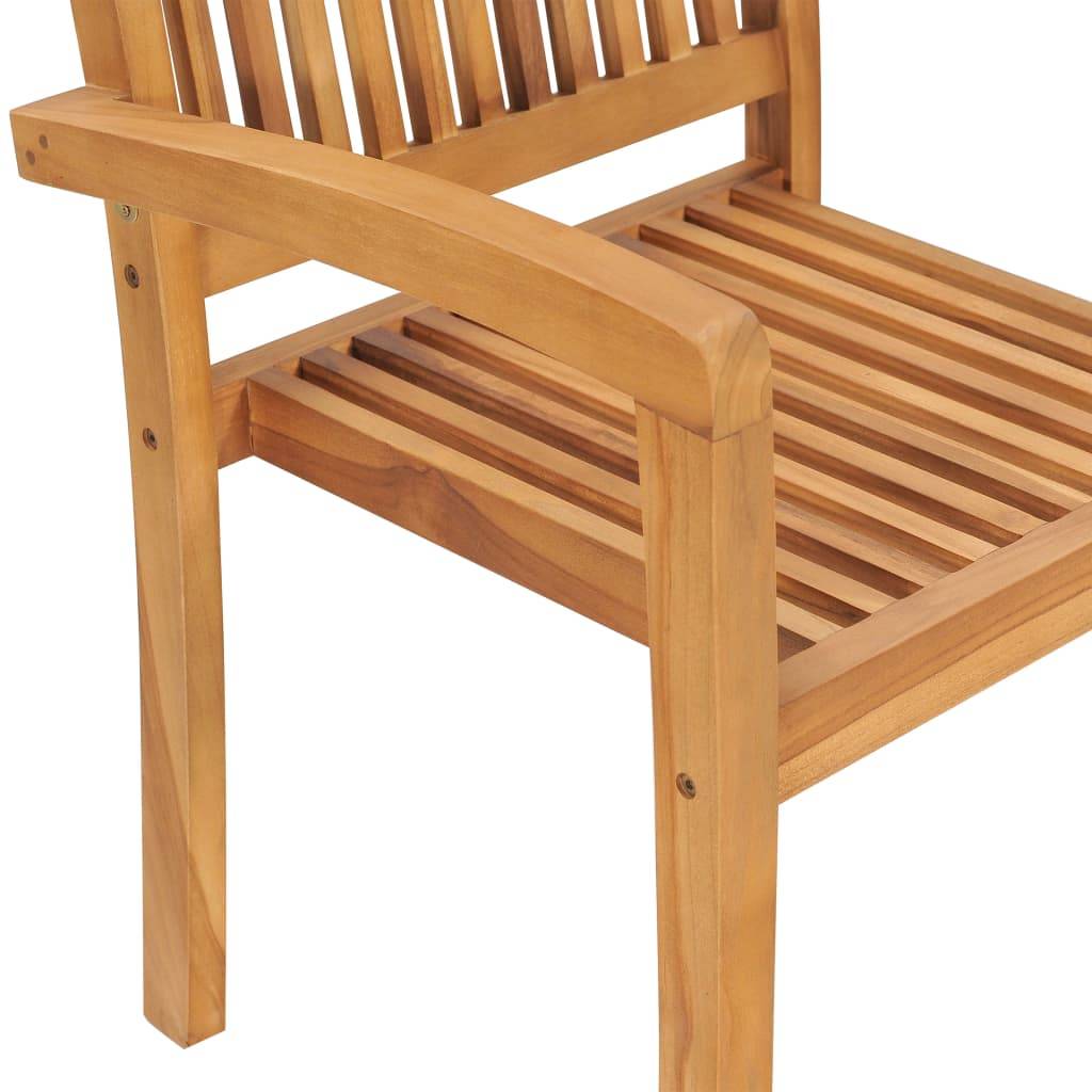 vidaXL Gartenstühle 2 Stk. Graue Karomuster Kissen Massivholz Teak