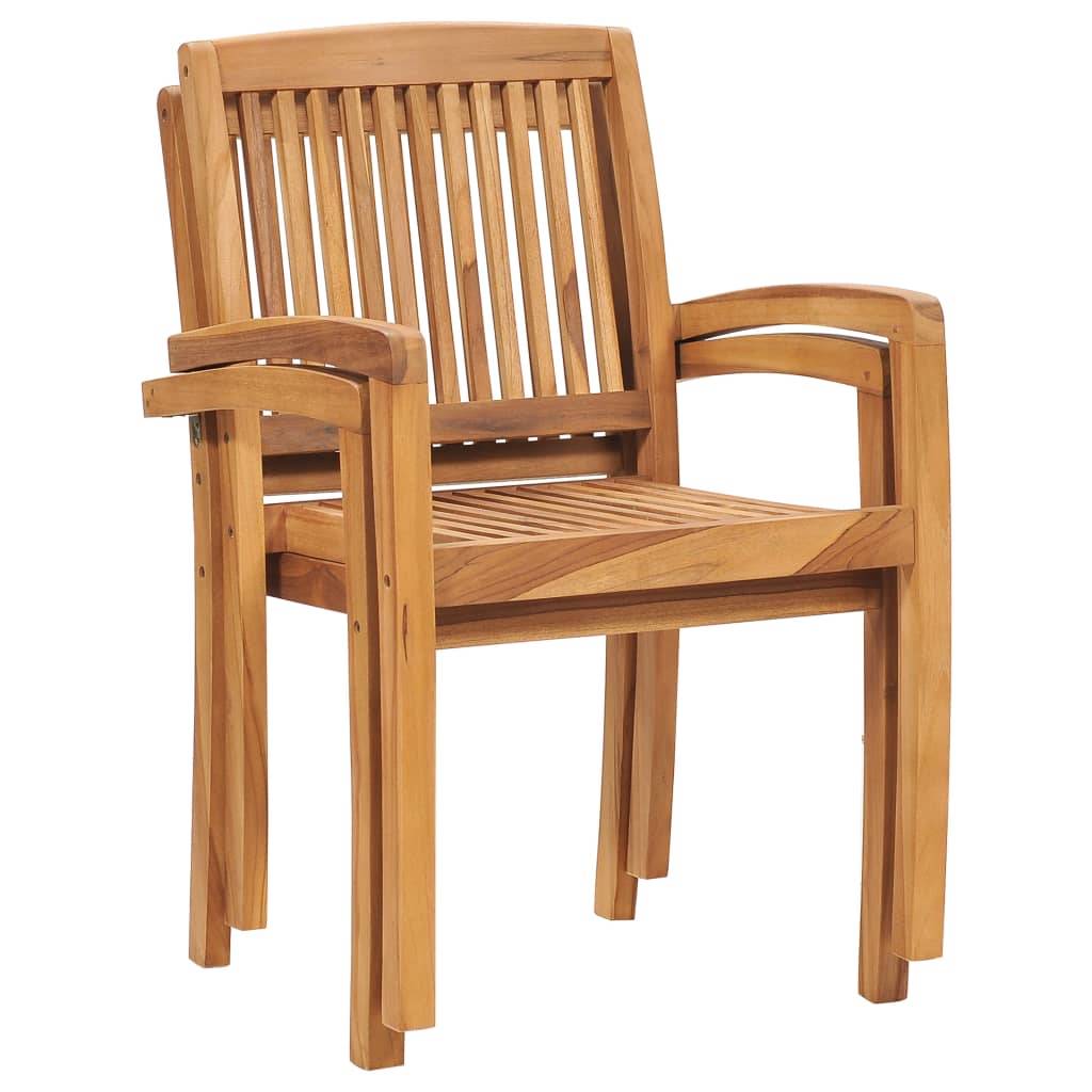 vidaXL Gartenstühle 2 Stk. mit Cremeweißen Kissen Massivholz Teak