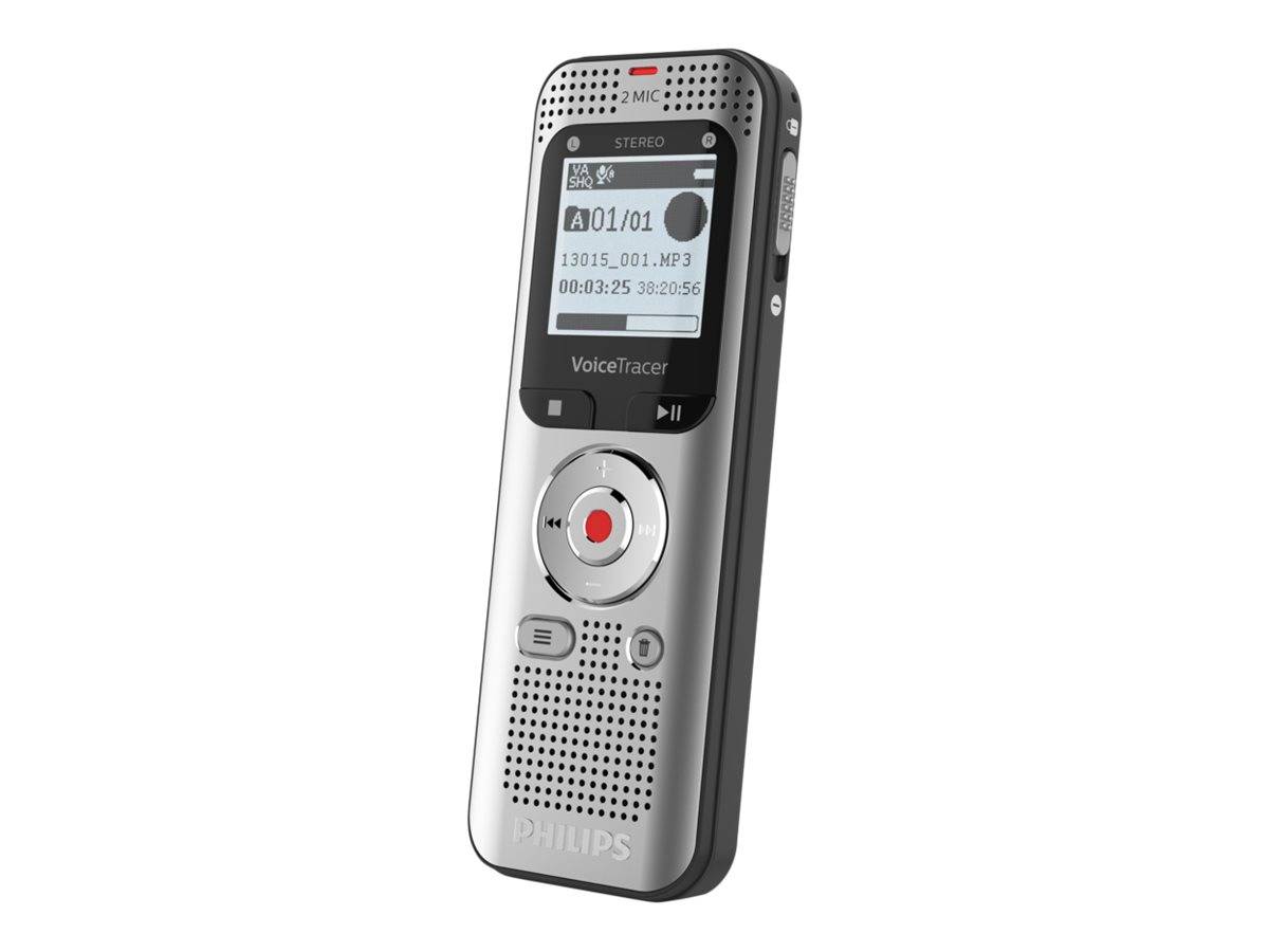 Philips Voice Tracer DVT2050 - Voicerecorder - 8 GB - Front und Rückseite aus hellsilbernem Aluminium