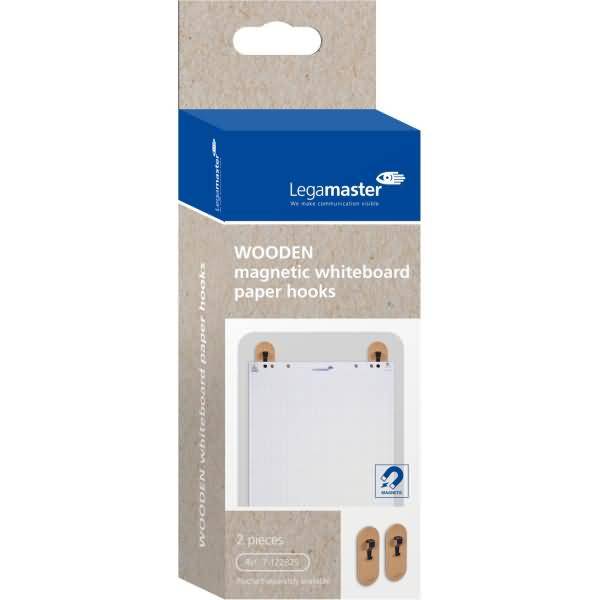 LEGAMASTER WOODEN Whiteboard-Papierhaken magnetisch 2St - Platinenhalter - Holz - FSC 100% - 70 mm - 20 mm - 170 mm