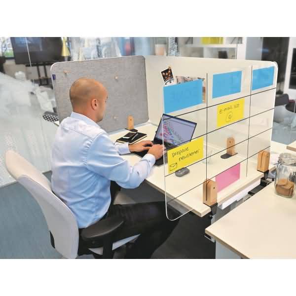 Tischtrennwand Elements transparent 60x80cm mit Halterungen