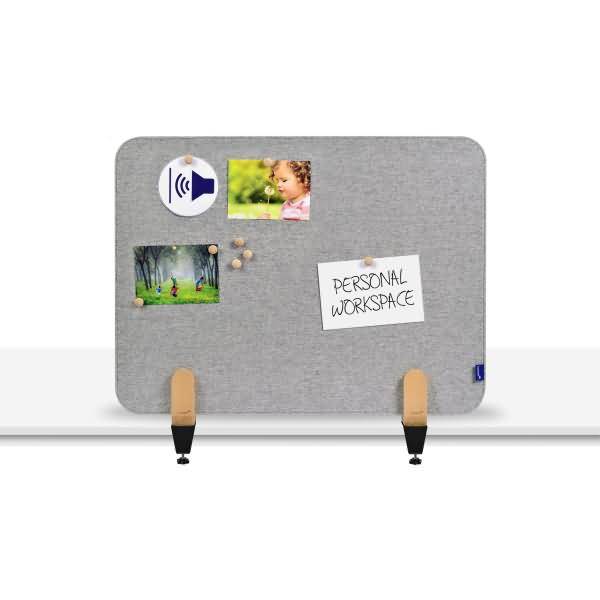Akustik-Tischtrennwand Elements Textil 60x80cm grau mit Tischklammern
