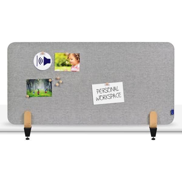 Akustik-Tischtrennwand Elements Textil 60x120cm grau mit Tischklammern